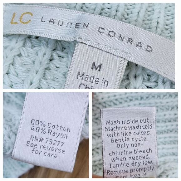 💛Lauren Conrad Mint Loose Knit Cropped Sweater Medium - Picture 8 of 8